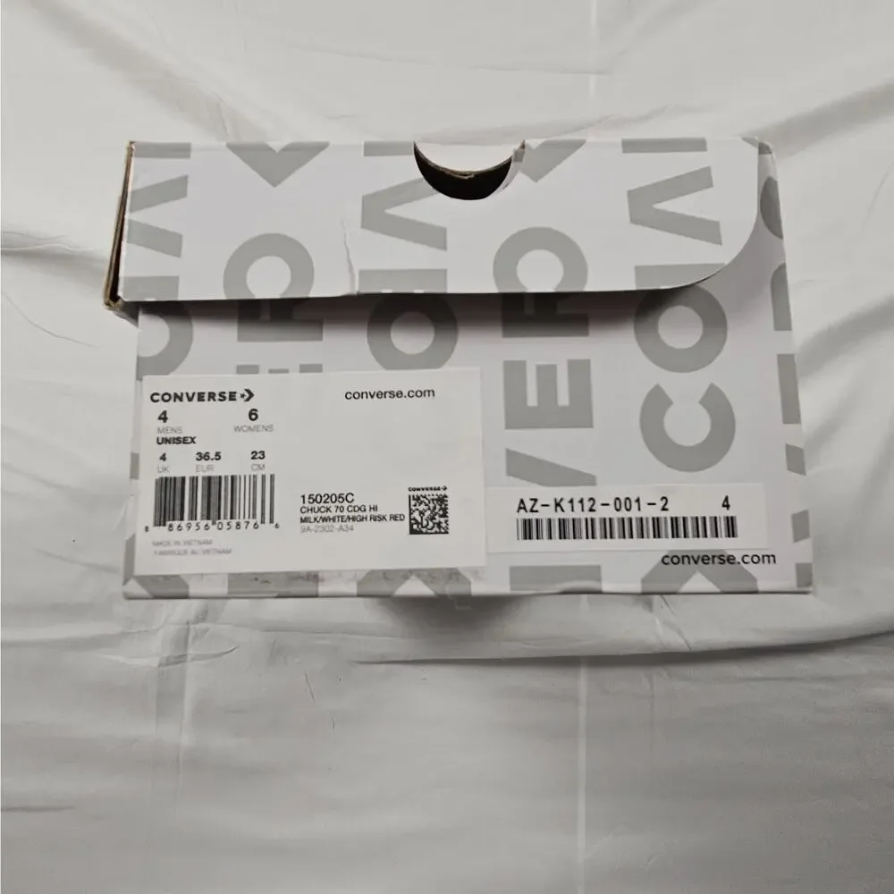 Unisex M4 W6 Chuck 70 High Milk White CDG Heart Sneakers by Converse
